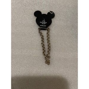 Disney World Mickey Mouse Charm Anklet Silver Tone Adjustable Chain